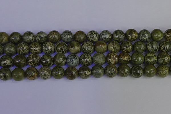 CGJ355 15.5 inches 14mm round green bee jasper beads wholesale