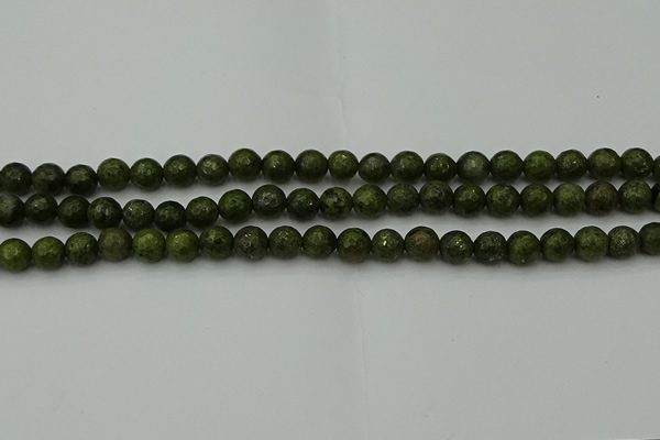 CGJ460 15.5 inches 4mm faceted round green jasper beads wholesale