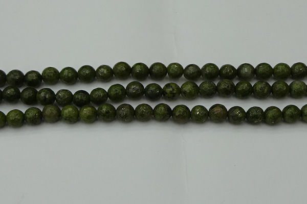 CGJ462 15.5 inches 8mm faceted round green jasper beads wholesale