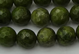 CGJ463 15.5 inches 10mm faceted round green jasper beads wholesale