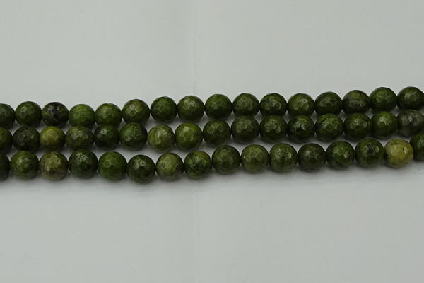 CGJ463 15.5 inches 10mm faceted round green jasper beads wholesale