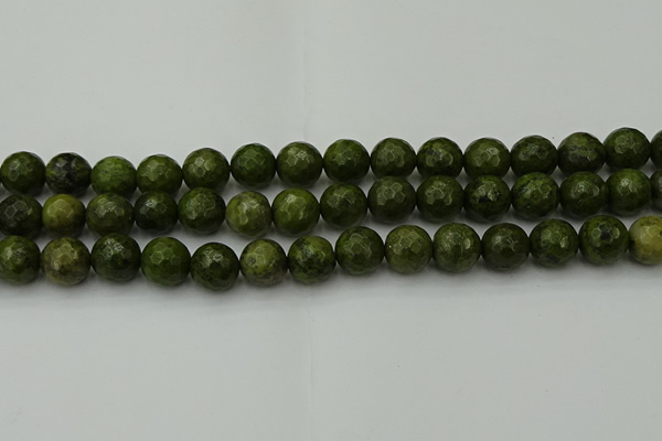 CGJ464 15.5 inches 12mm faceted round green jasper beads wholesale