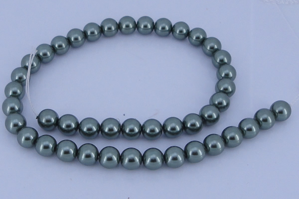 CGL214 10PCS 16 inches 8mm round dyed glass pearl beads wholesale