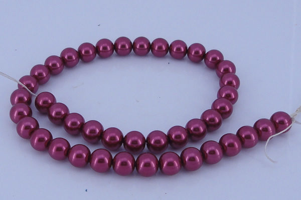 CGL315 5PCS 16 inches 10mm round dyed glass pearl beads wholesale