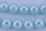 CGL342 10PCS 16 inches 4mm round dyed glass pearl beads wholesale