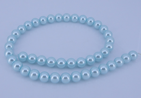 CGL346 5PCS 16 inches 12mm round dyed glass pearl beads wholesale