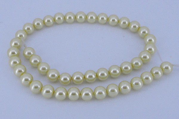 CGL84 10PCS 16 inches 8mm round dyed glass pearl beads wholesale