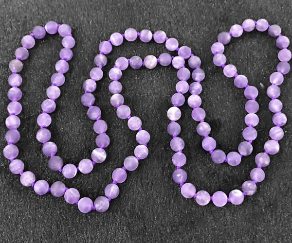 CGN1000 8mm round matte amethyst 108 beads mala necklaces