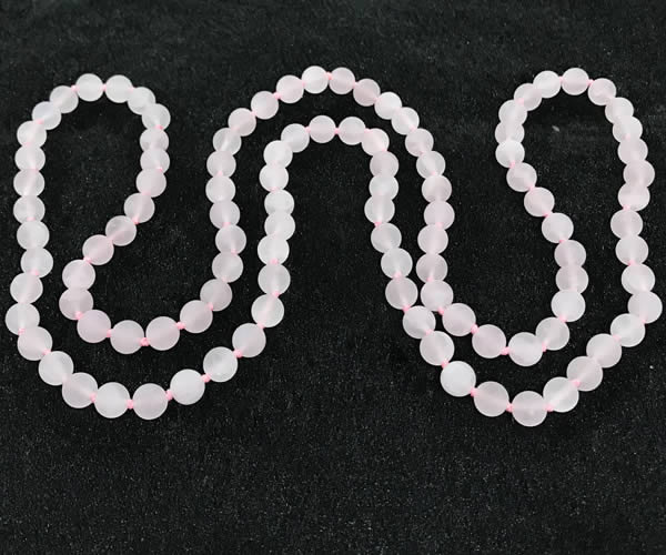 CGN1001 8mm round matte rose quartz 108 beads mala necklaces