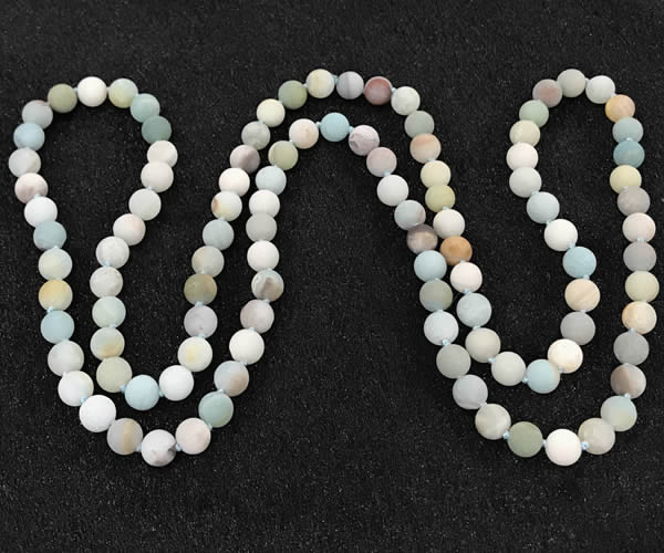 CGN1002 8mm round matte amazonite 108 beads mala necklaces