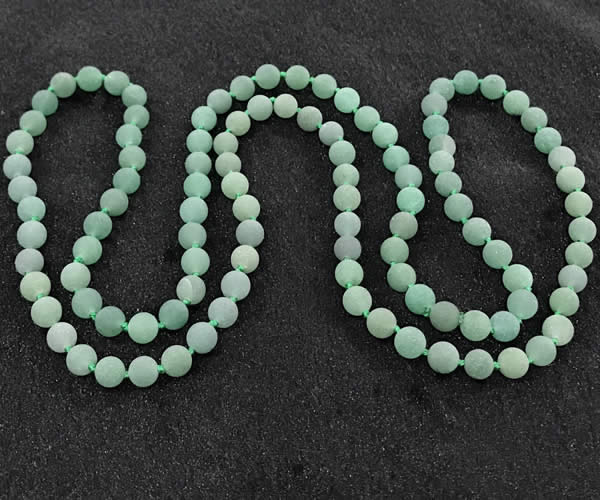 CGN1003 8mm round matte green aventurine 108 beads mala necklaces