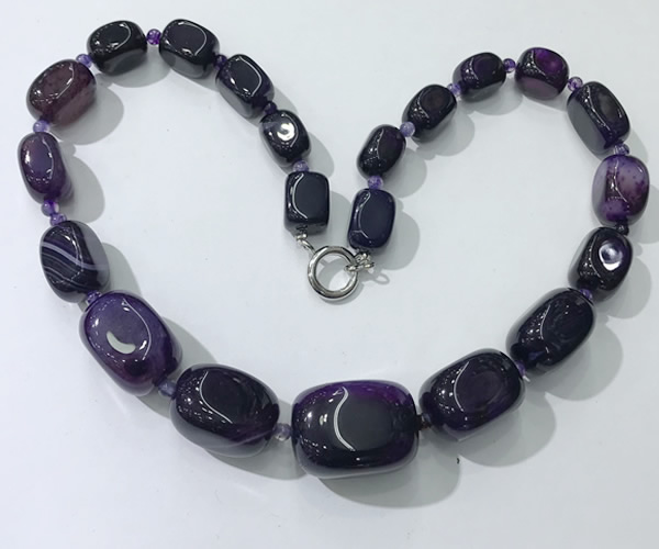 CGN103 20 inches 10*15mm - 20*30mm nuggets agate gemstone necklaces