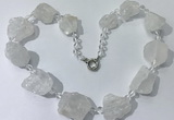 CGN140 19.5 inches 10*14mm - 20*30mm nuggets white crystal necklaces