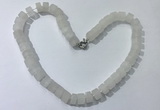 CGN170 20 inches 7*12mm - 9*12mm tyre matte white crystal necklaces