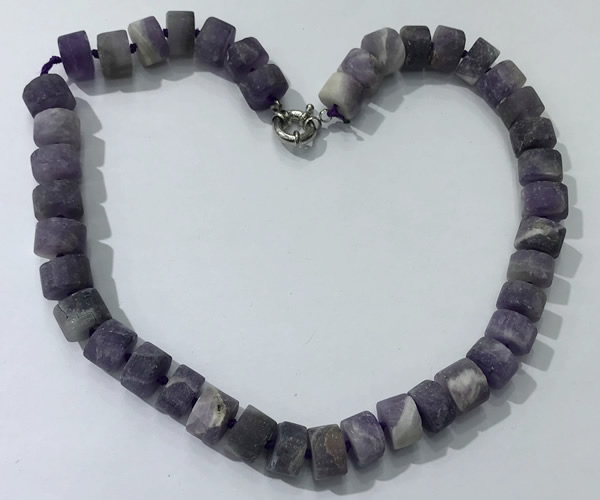 CGN173 20 inches 7*12mm - 9*12mm tyre matte amethyst necklaces