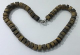 CGN179 20 inches 7*12mm - 9*12mm tyre matte yellow tiger eye necklaces