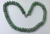 CGN180 20 inches 7*12mm - 9*12mm tyre matte green aventurine necklaces