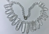 CGN185 23 inches 8*20mm - 11*60mm white crystal stick necklaces