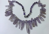 CGN187 23 inches 8*20mm - 11*60mm amethyst stick necklaces