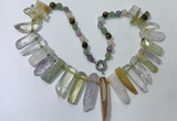 CGN189 23 inches 8*20mm - 11*60mm mixed quartz stick necklaces