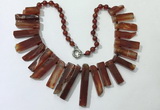 CGN191 23 inches 8*20mm - 11*60mm red agate stick necklaces