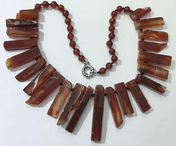 CGN191 23 inches 8*20mm - 11*60mm red agate stick necklaces