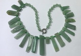 CGN194 23 inches 8*20mm - 11*60mm green aventurine stick necklaces