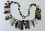 CGN196 23 inches 8*20mm - 11*60mm mixed gemstone stick necklaces