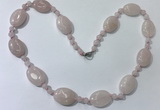 CGN200 22 inches 6mm round & 18*25mm oval rose quartz necklaces