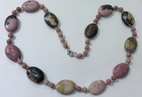 CGN202 22 inches 6mm round & 18*25mm oval rhodonite necklaces