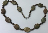 CGN206 22 inches 6mm round & 18*25mm oval jasper necklaces