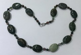 CGN207 22 inches 6mm faceted round & 18*25mm oval agate necklaces