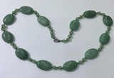 CGN209 22 inches 6mm round & 18*25mm oval green aventurine necklaces