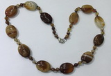 CGN216 22 inches 6mm round & 18*25mm oval agate necklaces