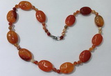 CGN218 22 inches 6mm round & 18*25mm oval agate necklaces