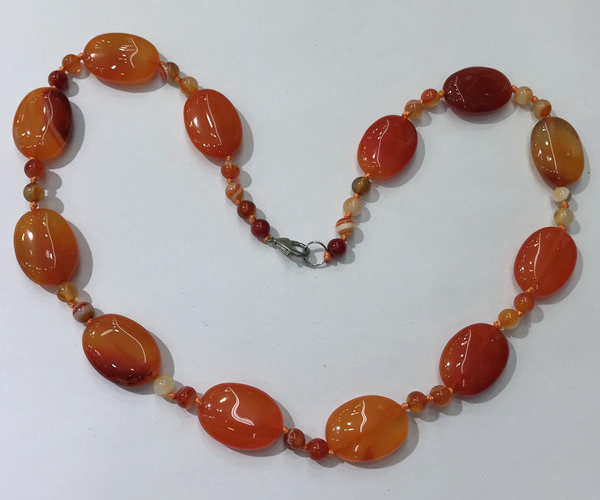 CGN218 22 inches 6mm round & 18*25mm oval agate necklaces