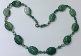 CGN221 22 inches 6mm round & 18*25mm oval agate necklaces