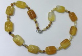 CGN232 22 inches 6mm round & 18*25mm rectangle agate necklaces