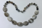 CGN250 20.5 inches 8mm round & 18*25mm oval agate necklaces