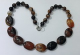 CGN252 20.5 inches 8mm round & 18*25mm oval agate necklaces