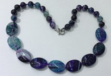 CGN255 20.5 inches 8mm round & 18*25mm oval agate necklaces