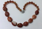 CGN260 20.5 inches 8mm round & 18*25mm flat teardrop agate necklaces