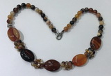 CGN273 18.5 inches 8mm round & 18*25mm oval agate beaded necklaces