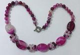 CGN274 18.5 inches 8mm round & 18*25mm oval agate beaded necklaces