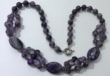 CGN291 24.5 inches chinese crystal & amethyst beaded necklaces