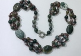 CGN296 24.5 inches chinese crystal & Indian agate beaded necklaces