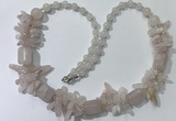 CGN300 27.5 inches chinese crystal & rose quartz beaded necklaces