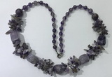 CGN301 27.5 inches chinese crystal & amethyst beaded necklaces