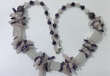 CGN302 27.5 inches chinese crystal & mixed quartz beaded necklaces