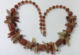 CGN306 27.5 inches chinese crystal & red agate beaded necklaces